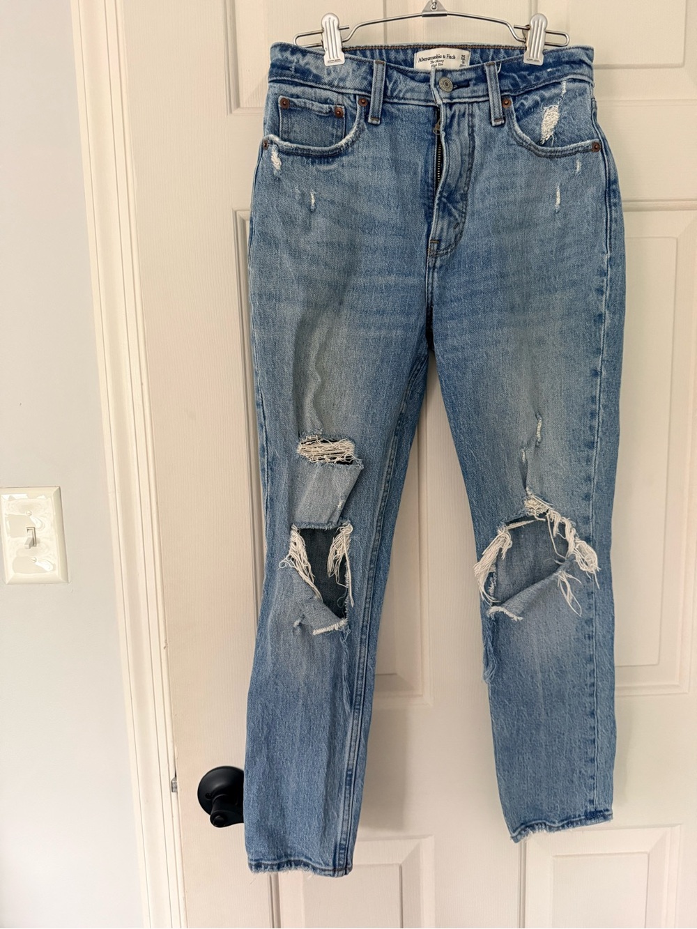 Abercrombie & Fitch Light Blue Distressed Curve Love Jeans